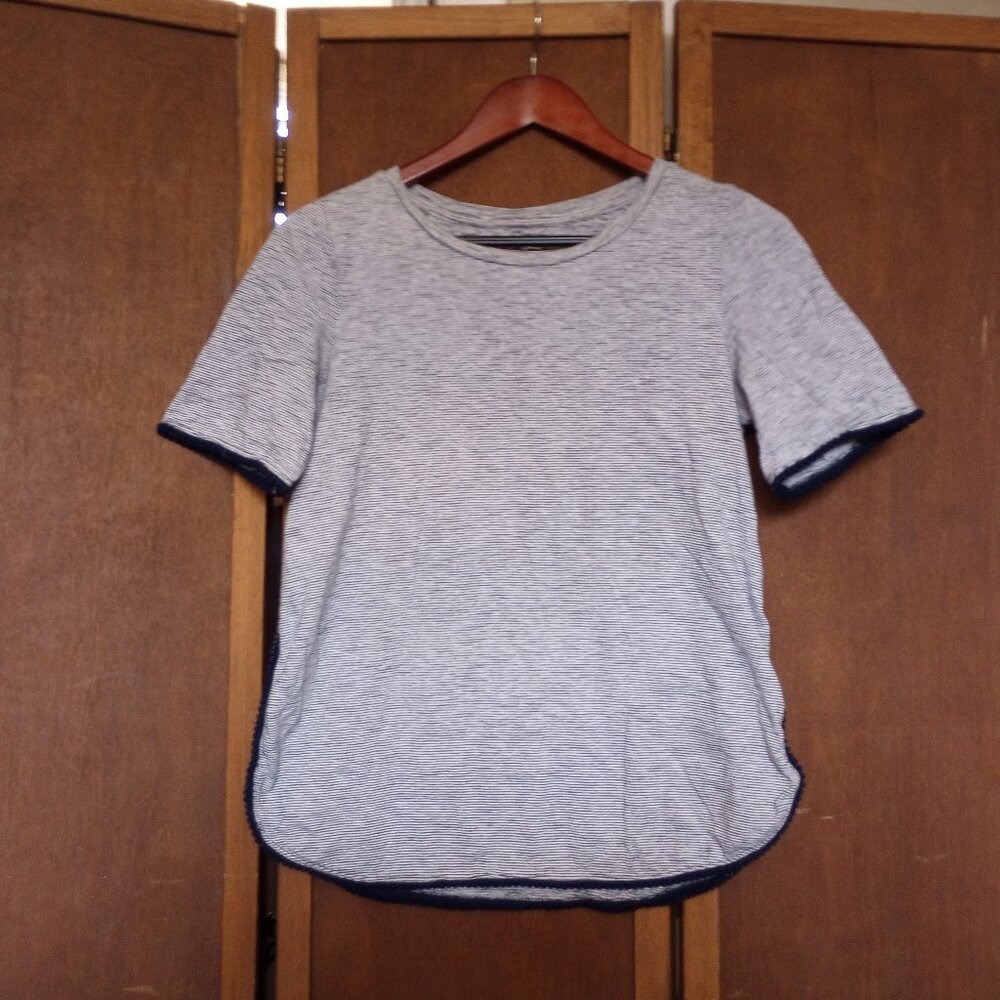 LOFT Striped Pom Pom Tee Size Small